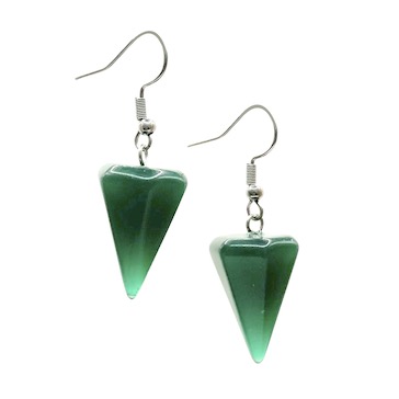 Green Agate Pendulum Surgical Steel Earrings